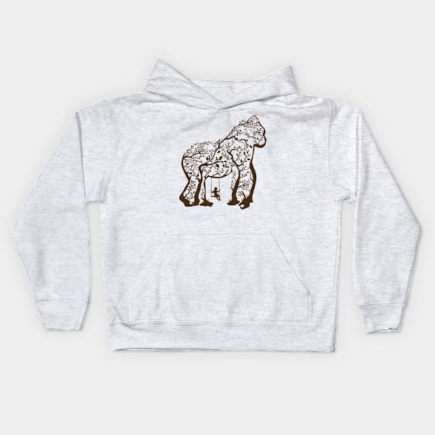 gorilla tree illustration swing Kids Hoodie by Mako Design 